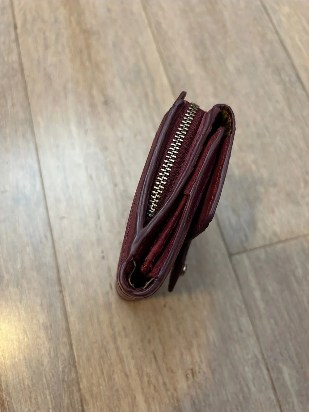 Sigrid Olsen Berry Leather Snap Wallet tons of card slots zipper purse mini